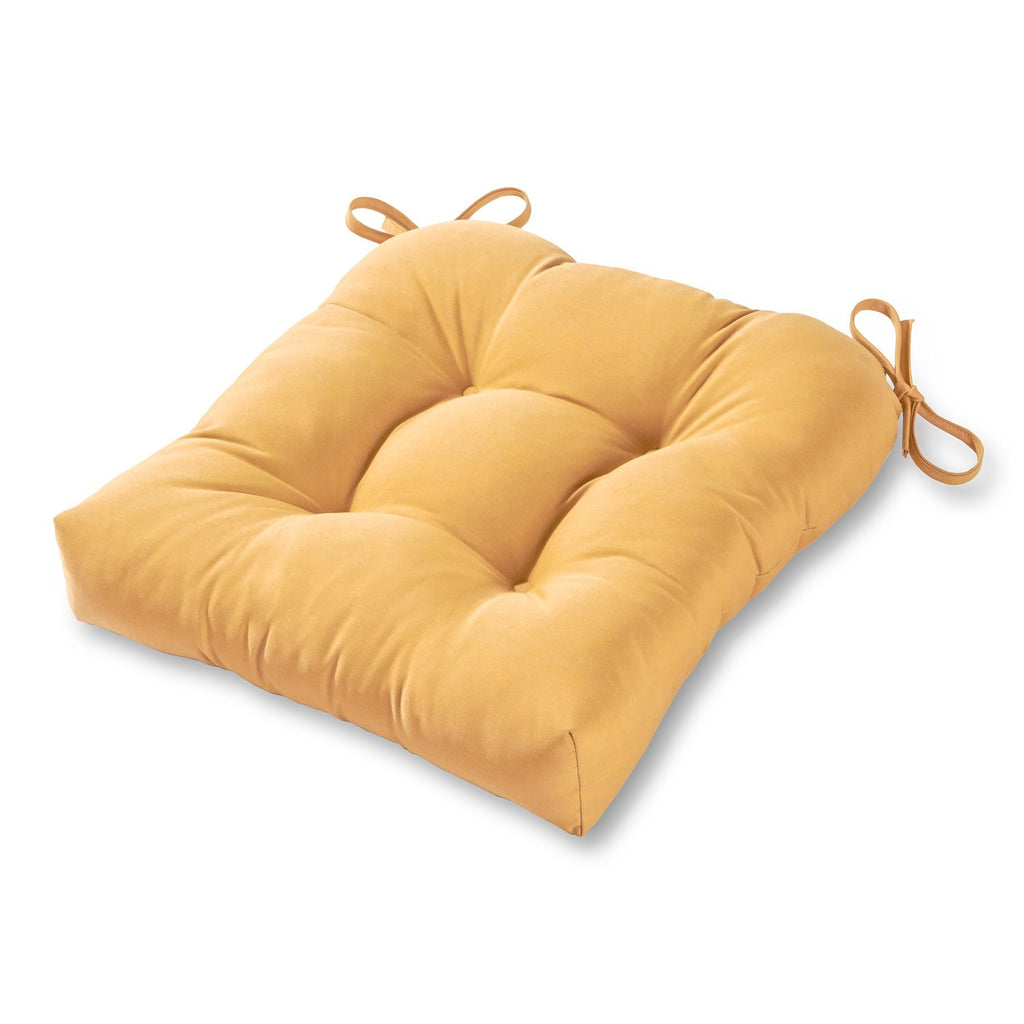 Set of 2 Orange Outdoor Patio Tufted Square Seat Cushions 19